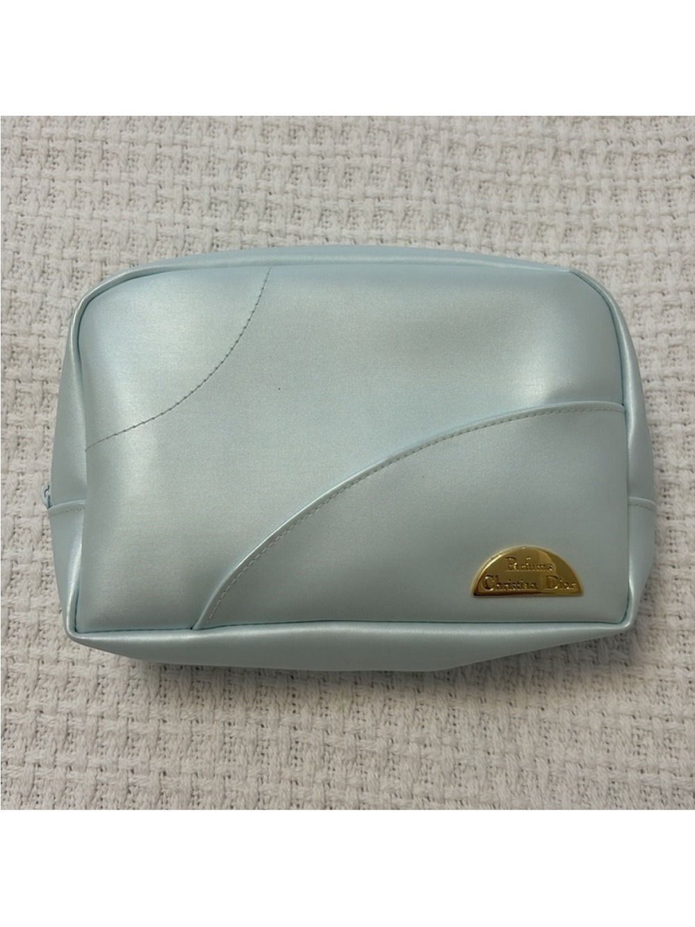 CHRISTIAN DIOR Perfume cosmetic bag travel make up bag top zipper light blue